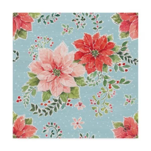 Daphne Brissonnet 'Country Poinsettias Step 01B' Canvas Art, 14x14, Trademark Fine Art, Mfr#: WAP09406-C1414GG